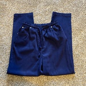 Denim & Co. Navy Drawstring Waist Casual Pants